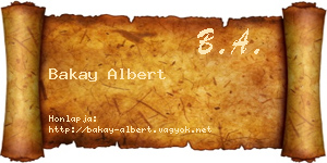 Bakay Albert névjegykártya
